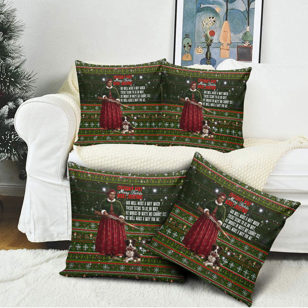 Stagecoach Mary Fields Christmas Pillow Cover Old West Pioneer Vintage Holiday Art