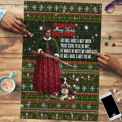 Stagecoach Mary Fields Christmas Puzzle Old West Pioneer Vintage Holiday Art