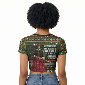 Stagecoach Mary Fields Christmas Raglan Cropped T shirt Old West Pioneer Vintage Holiday Art
