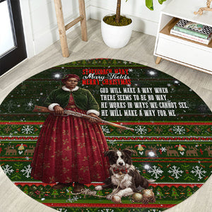 Stagecoach Mary Fields Christmas Round Carpet Old West Pioneer Vintage Holiday Art