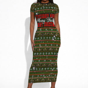 Stagecoach Mary Fields Christmas Short Sleeve Bodycon Dress Old West Pioneer Vintage Holiday Art