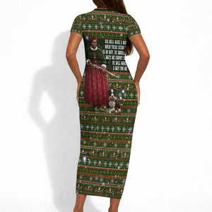 Stagecoach Mary Fields Christmas Short Sleeve Bodycon Dress Old West Pioneer Vintage Holiday Art