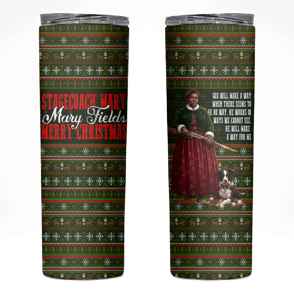 Stagecoach Mary Fields Christmas Skinny Tumbler Old West Pioneer Vintage Holiday Art