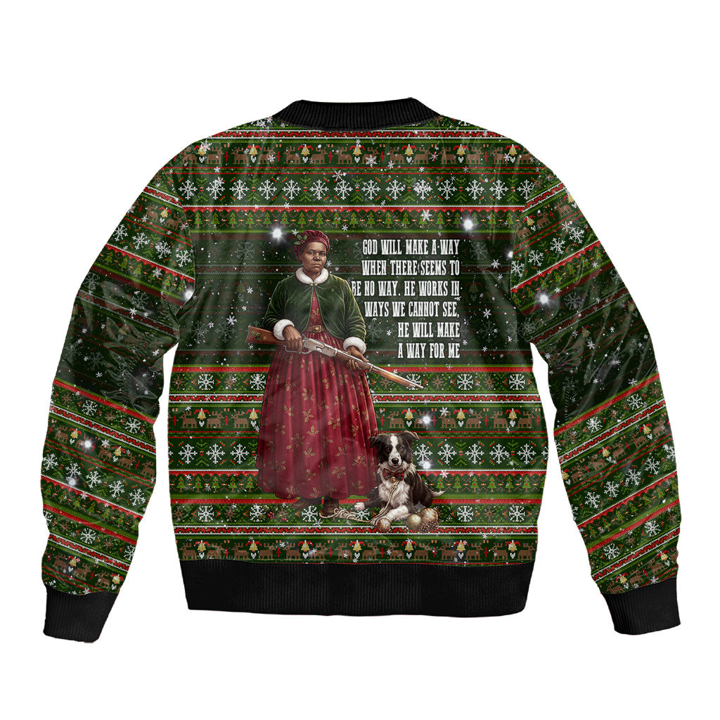 Stagecoach Mary Fields Christmas Sleeve Zip Bomber Jacket Old West Pioneer Vintage Holiday Art
