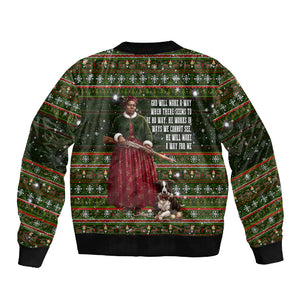 Stagecoach Mary Fields Christmas Sleeve Zip Bomber Jacket Old West Pioneer Vintage Holiday Art
