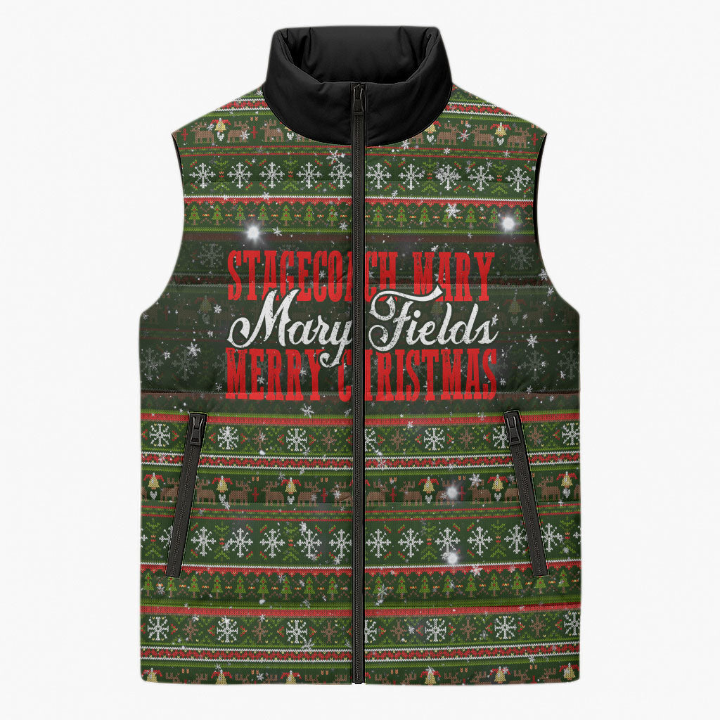 Stagecoach Mary Fields Christmas Sleeveless Puffer Jacket Old West Pioneer Vintage Holiday Art