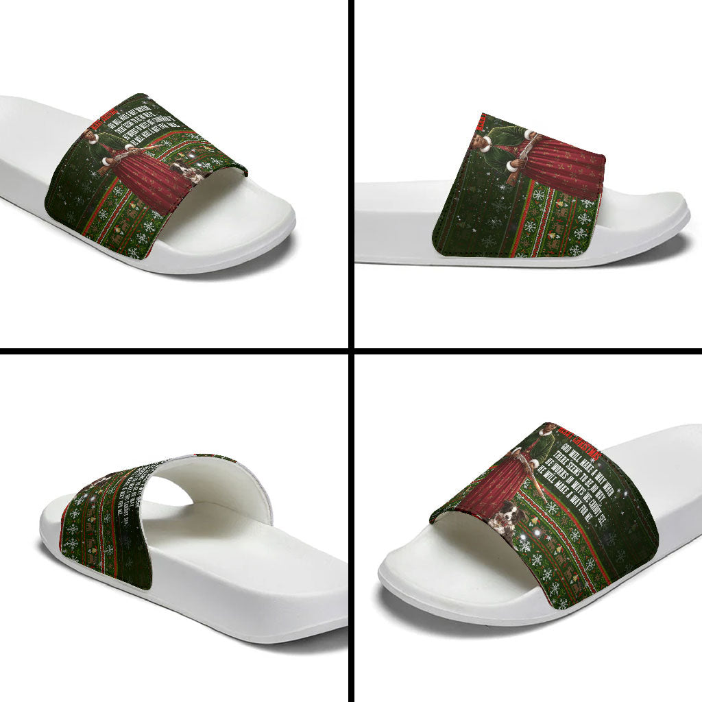 Stagecoach Mary Fields Christmas Slide Sandals Old West Pioneer Vintage Holiday Art