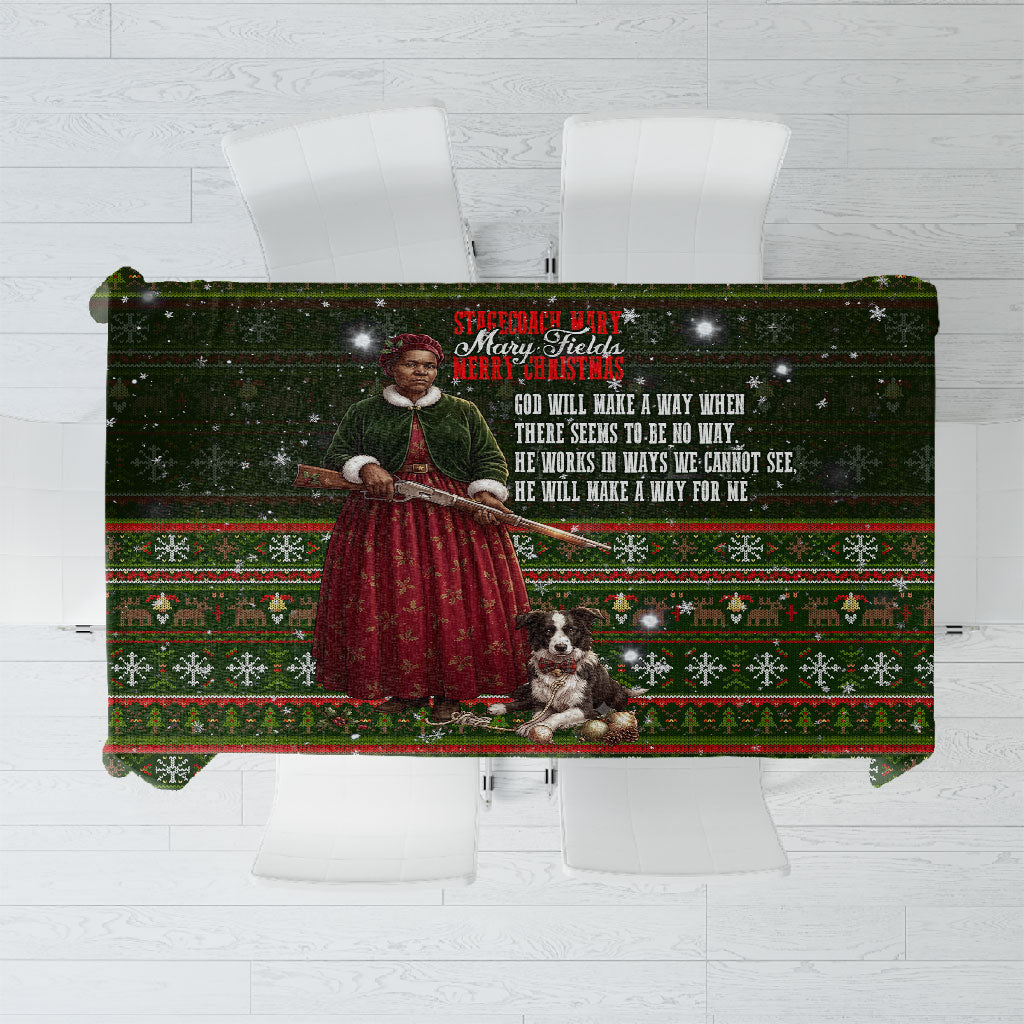 Stagecoach Mary Fields Christmas Tablecloth Old West Pioneer Vintage Holiday Art