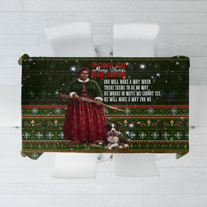 Stagecoach Mary Fields Christmas Tablecloth Old West Pioneer Vintage Holiday Art