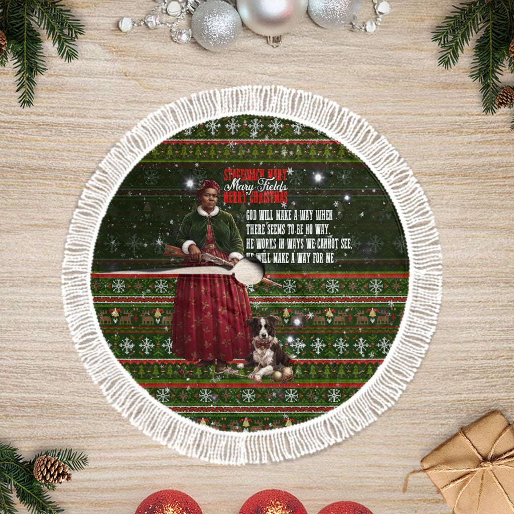 Stagecoach Mary Fields Christmas Tree Skirt Old West Pioneer Vintage Holiday Art