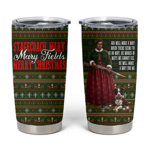 Stagecoach Mary Fields Christmas Tumbler Cup Old West Pioneer Vintage Holiday Art