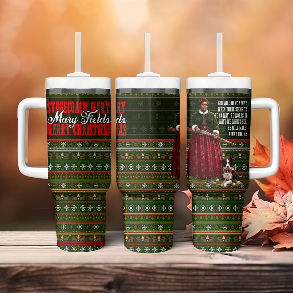 Stagecoach Mary Fields Christmas Tumbler With Handle Old West Pioneer Vintage Holiday Art
