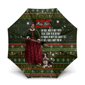 Stagecoach Mary Fields Christmas Umbrella Old West Pioneer Vintage Holiday Art
