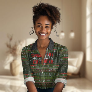 Stagecoach Mary Fields Christmas Women Casual Shirt Old West Pioneer Vintage Holiday Art