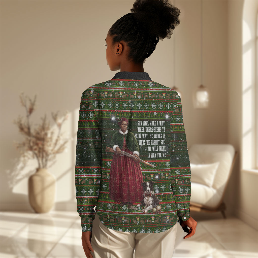 Stagecoach Mary Fields Christmas Women Casual Shirt Old West Pioneer Vintage Holiday Art