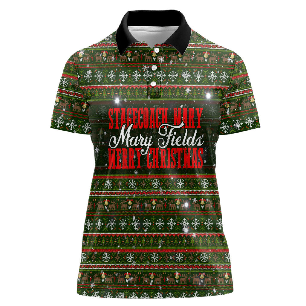 Stagecoach Mary Fields Christmas Women Polo Shirt Old West Pioneer Vintage Holiday Art