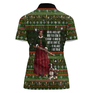 Stagecoach Mary Fields Christmas Women Polo Shirt Old West Pioneer Vintage Holiday Art