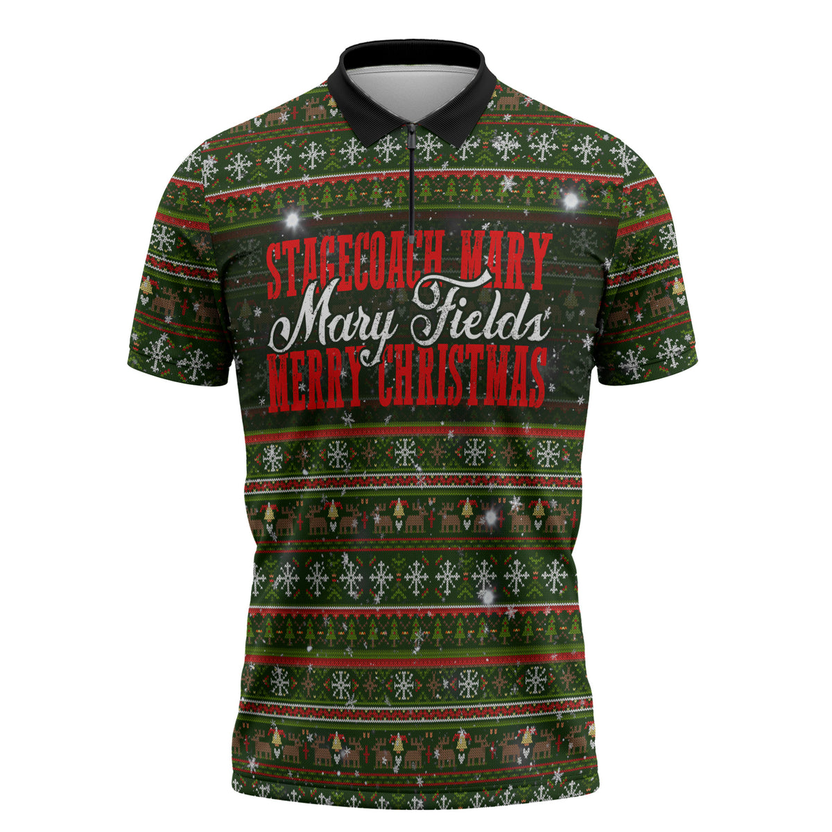 Stagecoach Mary Fields Christmas Zipper Polo Shirt Old West Pioneer Vintage Holiday Art