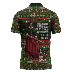 Stagecoach Mary Fields Christmas Zipper Polo Shirt Old West Pioneer Vintage Holiday Art