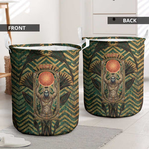 Khepri Laundry Basket Ancient Egyptian Chevron, Scarab Ankh and Winged Khepri Guardian Motif - African Pride