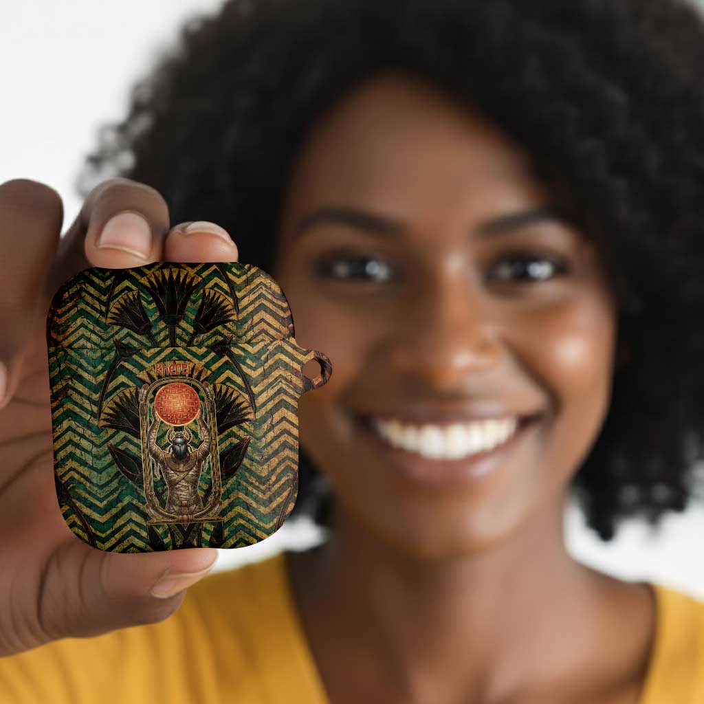 Khepri AirPods Case Ancient Egyptian Chevron, Scarab Ankh and Winged Khepri Guardian Motif - African Pride