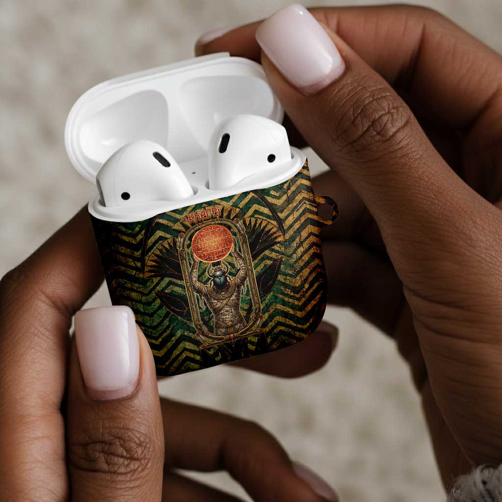 Khepri AirPods Case Ancient Egyptian Chevron, Scarab Ankh and Winged Khepri Guardian Motif - African Pride