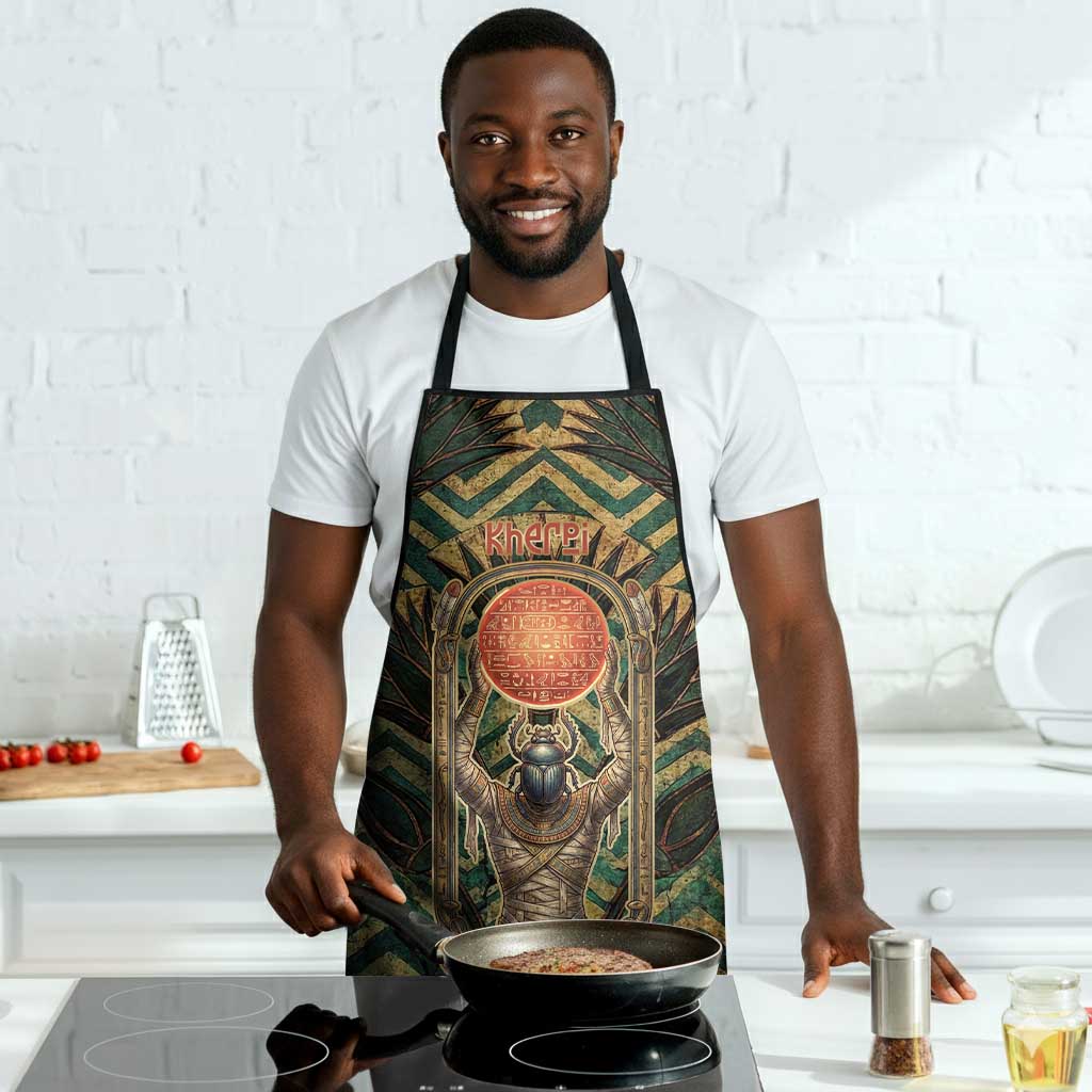 Khepri Apron Ancient Egyptian Chevron, Scarab Ankh and Winged Khepri Guardian Motif - African Pride