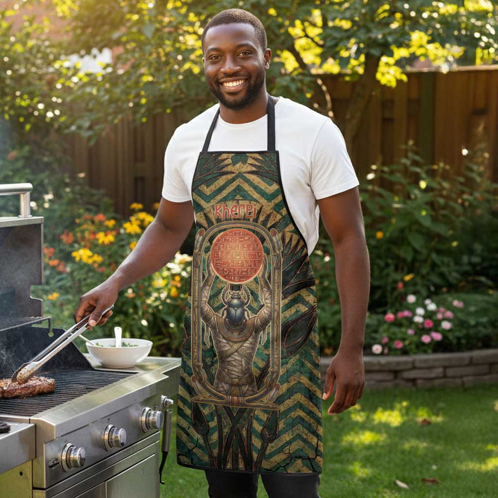 Khepri Apron Ancient Egyptian Chevron, Scarab Ankh and Winged Khepri Guardian Motif - African Pride