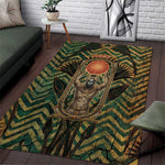 Khepri Area Rug Ancient Egyptian Chevron, Scarab Ankh and Winged Khepri Guardian Motif - African Pride