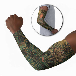 Khepri Arm Sleeves Ancient Egyptian Chevron, Scarab Ankh and Winged Khepri Guardian Motif - African Pride
