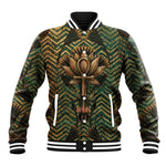Khepri Baseball Jacket Ancient Egyptian Chevron, Scarab Ankh and Winged Khepri Guardian Motif - African Pride
