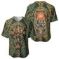 Khepri Baseball Jersey Ancient Egyptian Chevron, Scarab Ankh and Winged Khepri Guardian Motif - African Pride