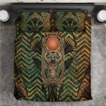 Khepri Bedding Set Ancient Egyptian Chevron, Scarab Ankh and Winged Khepri Guardian Motif - African Pride