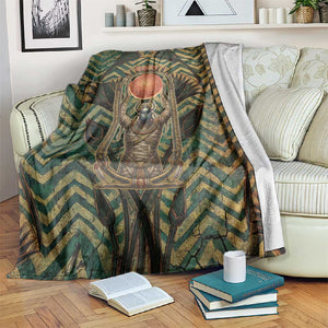 Khepri Blanket Ancient Egyptian Chevron, Scarab Ankh and Winged Khepri Guardian Motif - African Pride