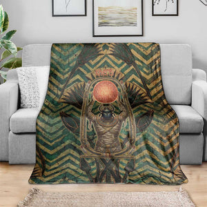 Khepri Blanket Ancient Egyptian Chevron, Scarab Ankh and Winged Khepri Guardian Motif - African Pride