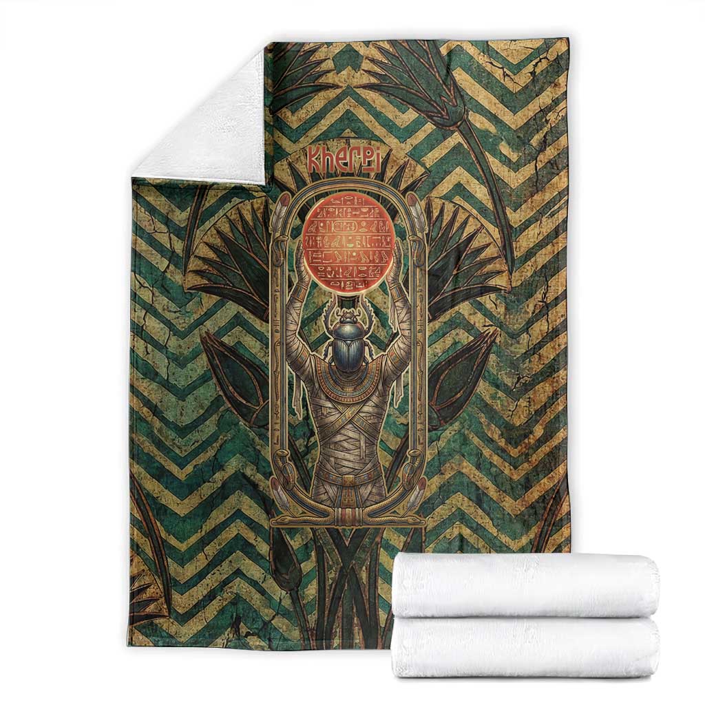Khepri Blanket Ancient Egyptian Chevron, Scarab Ankh and Winged Khepri Guardian Motif - African Pride