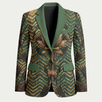 Khepri Blazer Ancient Egyptian Chevron, Scarab Ankh and Winged Khepri Guardian Motif - African Pride