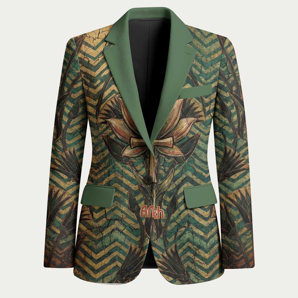 Khepri Blazer Ancient Egyptian Chevron, Scarab Ankh and Winged Khepri Guardian Motif - African Pride