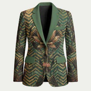 Khepri Blazer Ancient Egyptian Chevron, Scarab Ankh and Winged Khepri Guardian Motif - African Pride