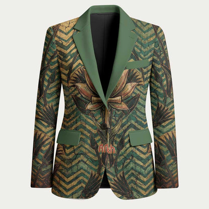 Khepri Blazer Ancient Egyptian Chevron, Scarab Ankh and Winged Khepri Guardian Motif - African Pride