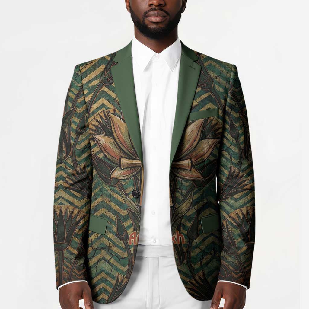 Khepri Blazer Ancient Egyptian Chevron, Scarab Ankh and Winged Khepri Guardian Motif - African Pride