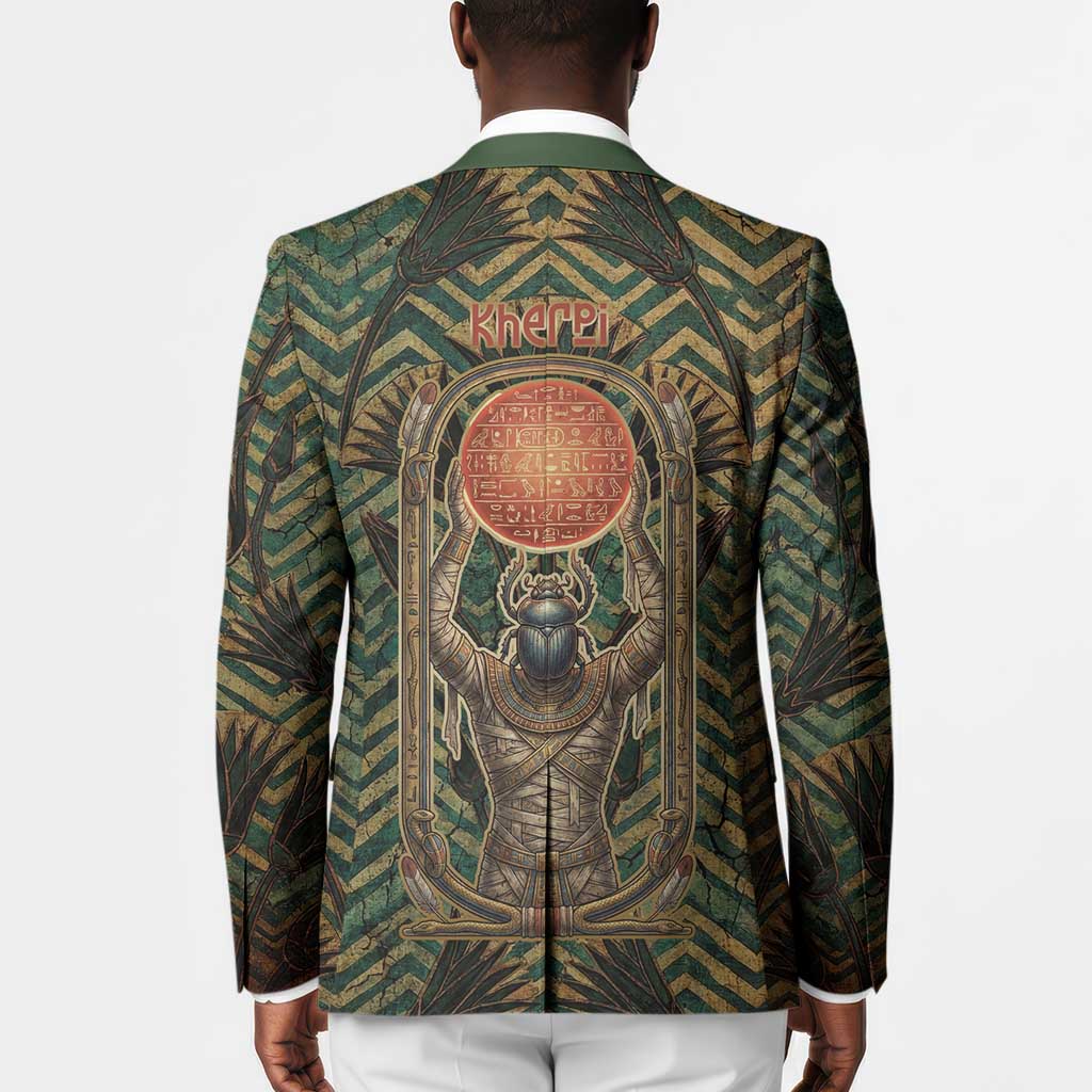 Khepri Blazer Ancient Egyptian Chevron, Scarab Ankh and Winged Khepri Guardian Motif - African Pride