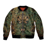 Khepri Bomber Jacket Ancient Egyptian Chevron, Scarab Ankh and Winged Khepri Guardian Motif - African Pride