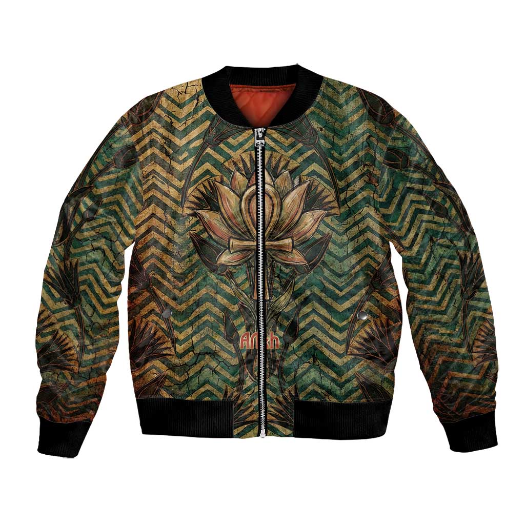 Khepri Bomber Jacket Ancient Egyptian Chevron, Scarab Ankh and Winged Khepri Guardian Motif - African Pride