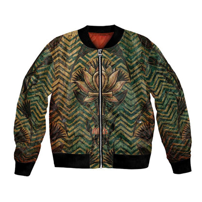 Khepri Bomber Jacket Ancient Egyptian Chevron, Scarab Ankh and Winged Khepri Guardian Motif - African Pride