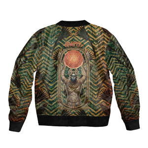 Khepri Bomber Jacket Ancient Egyptian Chevron, Scarab Ankh and Winged Khepri Guardian Motif - African Pride