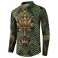 Khepri Button Sweatshirt Ancient Egyptian Chevron, Scarab Ankh and Winged Khepri Guardian Motif
