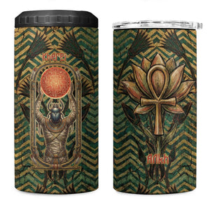 Khepri 4 in 1 Can Cooler Tumbler Ancient Egyptian Chevron, Scarab Ankh and Winged Khepri Guardian Motif - African Pride