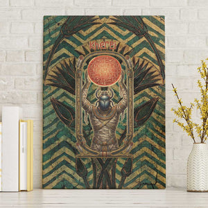 Khepri Canvas Wall Art Ancient Egyptian Chevron, Scarab Ankh and Winged Khepri Guardian Motif - African Pride