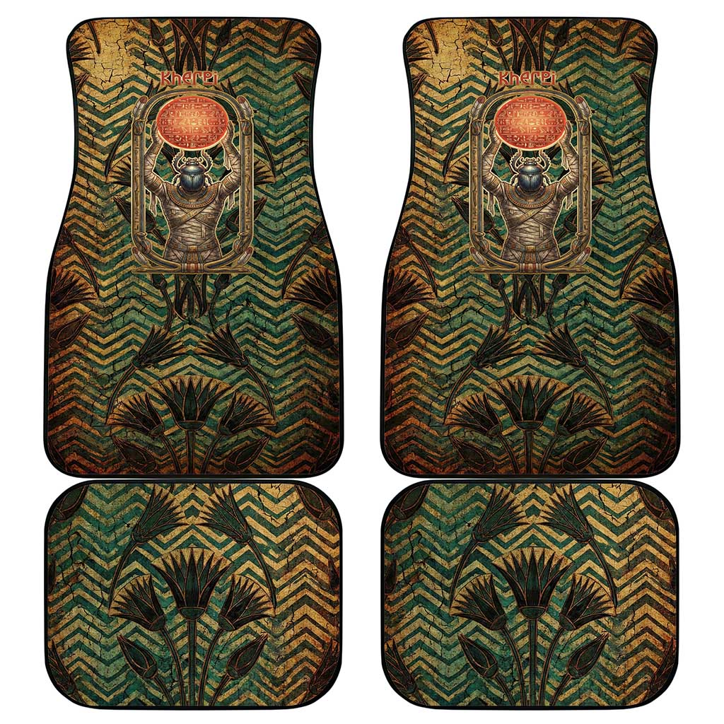 Khepri Car Mats Ancient Egyptian Chevron, Scarab Ankh and Winged Khepri Guardian Motif - African Pride